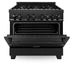 ZLINE 36" Autograph Gas Range, Black Stainless, Champagne Accents, RGBZ-36-CB - Farmhouse Kitchen and Bath