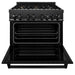 ZLINE 36" Autograph Gas Range, Black Stainless, Champagne Accents, RGBZ-36-CB - Farmhouse Kitchen and Bath