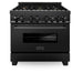 ZLINE 36" Autograph Gas Range, Black Stainless, Champagne Accents, RGBZ-36-CB - Farmhouse Kitchen and Bath