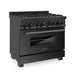 ZLINE 36" Autograph Gas Range, Black Stainless, Champagne Accents, RGBZ-36-CB - Farmhouse Kitchen and Bath