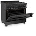 ZLINE 36" Autograph Gas Range, Black Stainless, Champagne Accents, RGBZ-36-CB - Farmhouse Kitchen and Bath