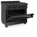 ZLINE 36" Black Stainless, Gas Burner/Electric Oven, Brass Burners, RAB-BR-36 - Farmhouse Kitchen and Bath