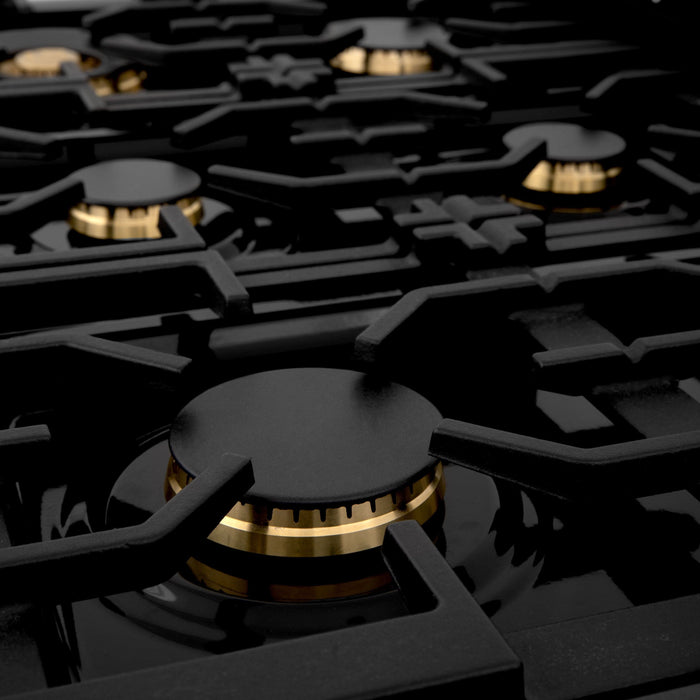 ZLINE 36" Gas Range, Black Stainless, Brass Burners, RGB-BR-36 - Farmhouse Kitchen and Bath