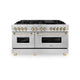 ZLINE Autograph Edition 60" 7.4 cu. ft. Dual Fuel Range with Gas Stove and Electric Oven in DuraSnow Stainless Steel with Accents RASZ-60-G