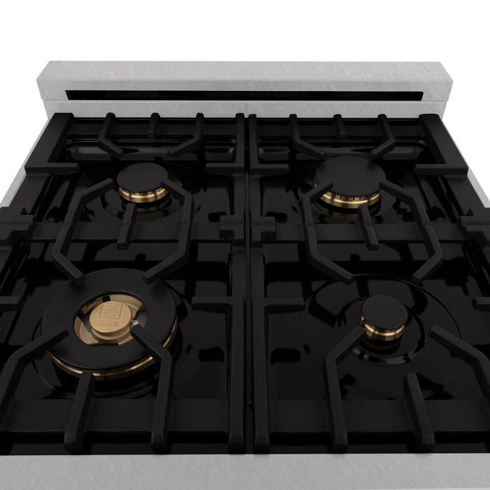 DISCONTINUED-ZLINE 24" Autograph Edition, Dual Fuel Range, White door RASZ-WM-24-MB - Farmhouse Kitchen and Bath