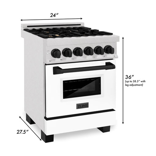 DISCONTINUED-ZLINE 24" Autograph Edition, Dual Fuel Range, White door RASZ-WM-24-MB - Farmhouse Kitchen and Bath