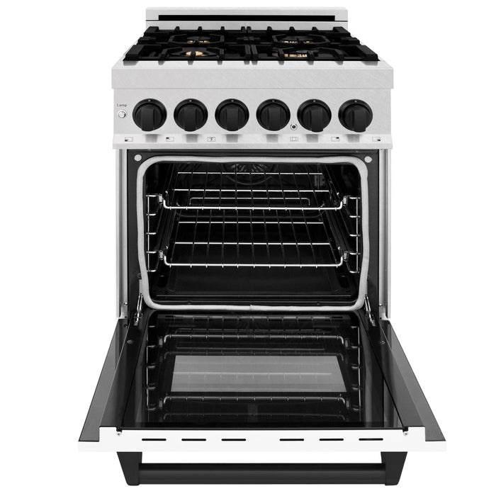 DISCONTINUED-ZLINE 24" Autograph Edition, Dual Fuel Range, White door RASZ-WM-24-MB - Farmhouse Kitchen and Bath