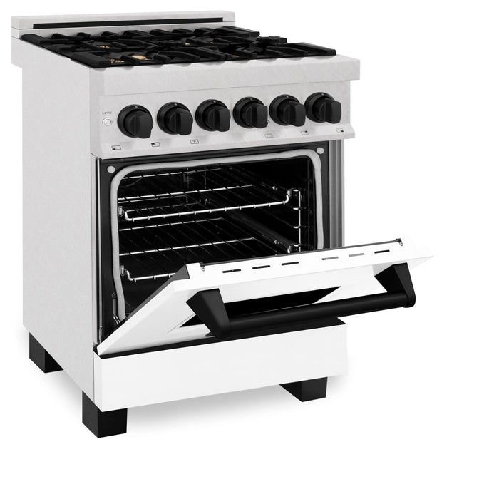 DISCONTINUED-ZLINE 24" Autograph Edition, Dual Fuel Range, White door RASZ-WM-24-MB - Farmhouse Kitchen and Bath