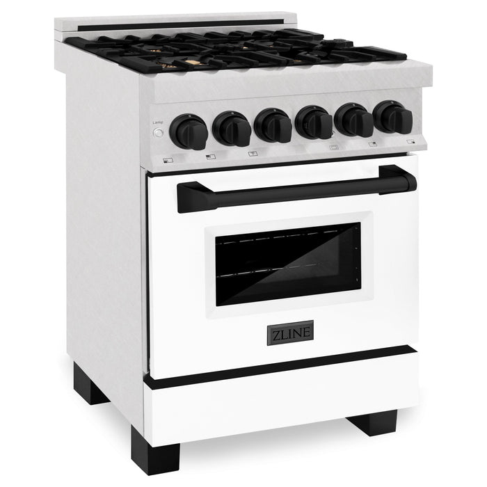 DISCONTINUED-ZLINE 24" Autograph Edition, Dual Fuel Range, White door RASZ-WM-24-MB - Farmhouse Kitchen and Bath
