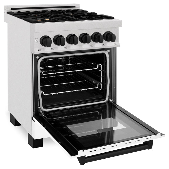 DISCONTINUED-ZLINE 24" Autograph Edition, Dual Fuel Range, White door RASZ-WM-24-MB - Farmhouse Kitchen and Bath