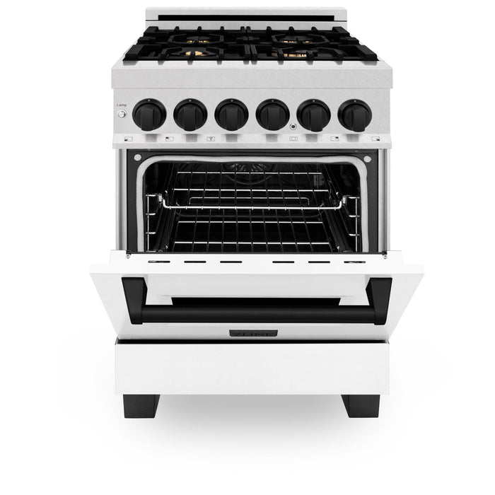 DISCONTINUED-ZLINE 24" Autograph Edition, Dual Fuel Range, White door RASZ-WM-24-MB - Farmhouse Kitchen and Bath