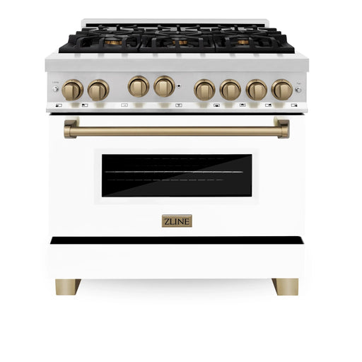 ZLINE 36" Autograph Gas Range, DuraSnow, White Door, RGSZ-WM-36-CB - Farmhouse Kitchen and Bath