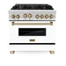 ZLINE 36" Autograph Gas Range, DuraSnow, White Door, RGSZ-WM-36-CB - Farmhouse Kitchen and Bath