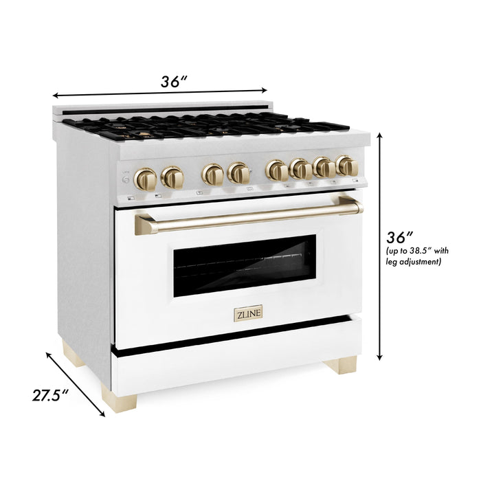 ZLINE 36" Autograph Edition Dual Fuel Range, White Door, RAZ-WM-36 - Farmhouse Kitchen and Bath