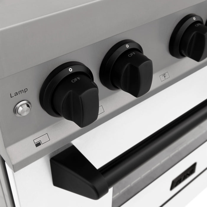 ZLINE 30" Autograph Gas Range, DuraSnow, White Door, RGSZ-WM-30-MB - Farmhouse Kitchen and Bath