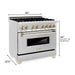 ZLINE Autograph Edition 36" 4.6 cu. ft. Dual Fuel Range with Gas Stove and Electric Oven in Stainless Steel with Accents RAZ-36-G - Farmhouse Kitchen and Bath