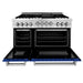 ZLINE 48" Gas on Gas Range in Stainless, Blue Gloss Door, RG-BG-48 - Farmhouse Kitchen and Bath
