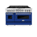 ZLINE 48" Gas on Gas Range in Stainless, Blue Gloss Door, RG-BG-48 - Farmhouse Kitchen and Bath