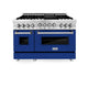 ZLINE 48" Gas on Gas Range in Stainless, Blue Gloss Door, RG-BG-48