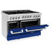 ZLINE 48" Gas on Gas Range in Stainless, Blue Gloss Door, RG-BG-48 - Farmhouse Kitchen and Bath