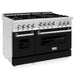 ZLINE 48" Gas on Gas Range in Stainless, Black Matt Doors, RG-BLM-48 - Farmhouse Kitchen and Bath