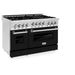ZLINE 48" Gas on Gas Range in Stainless, Black Matt Doors, RG-BLM-48 - Farmhouse Kitchen and Bath