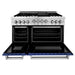 ZLINE 48" Gas on Gas Range in Stainless, Blue Matt Doors, RG-BM-48 - Farmhouse Kitchen and Bath