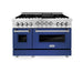 ZLINE 48" Gas on Gas Range in Stainless, Blue Matt Doors, RG-BM-48 - Farmhouse Kitchen and Bath