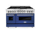 ZLINE 48" Gas on Gas Range in Stainless, Blue Matt Doors, RG-BM-48