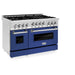 ZLINE 48" Gas on Gas Range in Stainless, Blue Matt Doors, RG-BM-48 - Farmhouse Kitchen and Bath