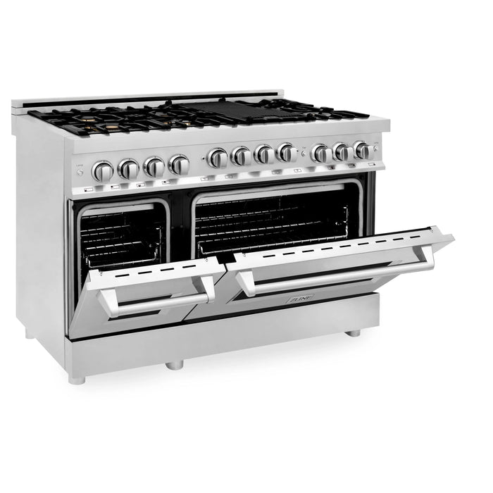 ZLINE 48" Range with Gas Stove and Gas Oven, Stainless Steel, RG-BR-48 - Farmhouse Kitchen and Bath