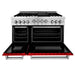 ZLINE 48" Gas on Gas Range in Stainless, Red Gloss Doors, RG-RG-48 - Farmhouse Kitchen and Bath