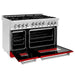 ZLINE 48" Gas on Gas Range in Stainless, Red Gloss Doors, RG-RG-48 - Farmhouse Kitchen and Bath