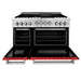 ZLINE 48" Gas on Gas Range in Stainless, Red Matt Doors, RG-RM-48 - Farmhouse Kitchen and Bath