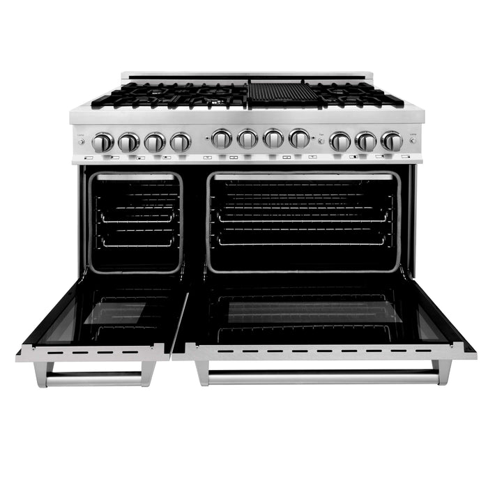 48" Gas on Gas Range in Stainless, Dura Snow Doors, RG-SN-48 - Farmhouse Kitchen and Bath