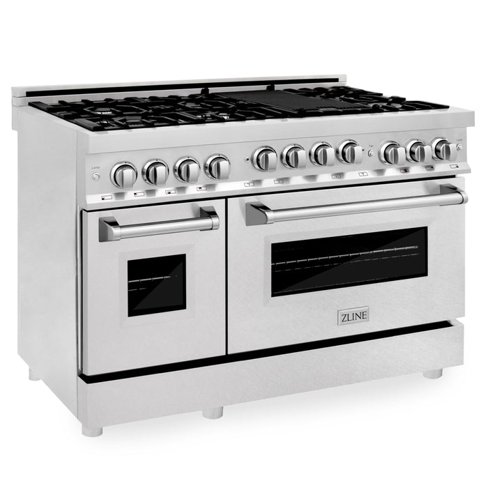 48" Gas on Gas Range in Stainless, Dura Snow Doors, RG-SN-48 - Farmhouse Kitchen and Bath