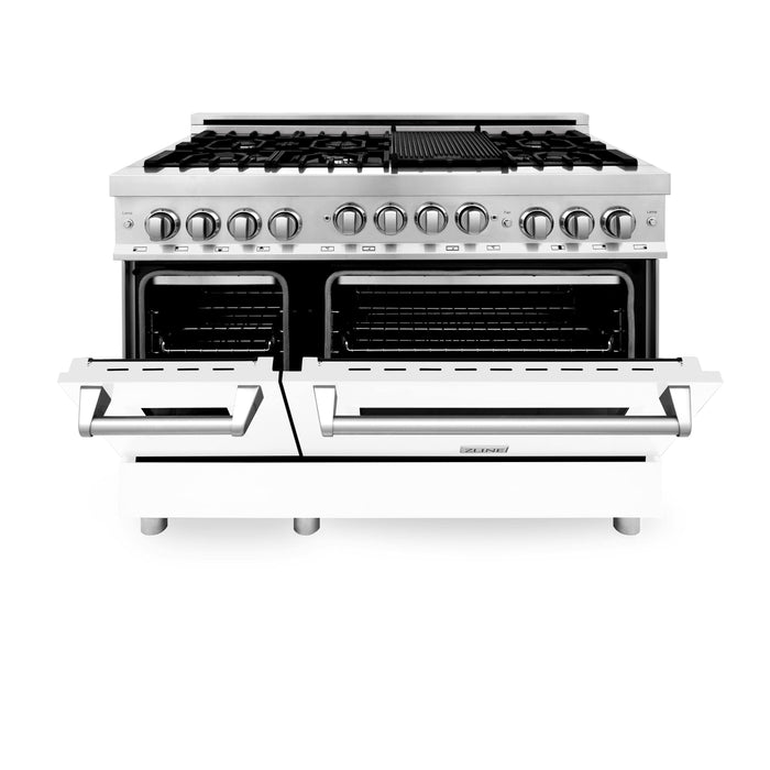 ZLINE 48" Gas on Gas Range in Stainless, White Matte Door, RG-WM-48 - Farmhouse Kitchen and Bath