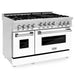 ZLINE 48" Gas on Gas Range in Stainless, White Matte Door, RG-WM-48 - Farmhouse Kitchen and Bath