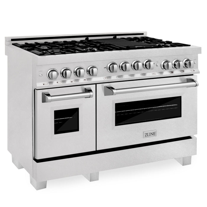 ZLINE 48" Gas On Gas Range In DuraSnow, Stainless Steel, RGS-SN-48 - Farmhouse Kitchen and Bath