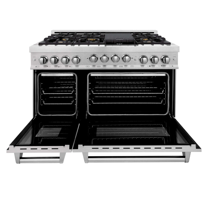 ZLINE 48" Gas On Gas Range In DuraSnow Stainless Steel, RGS-SN-BR-48 - Farmhouse Kitchen and Bath