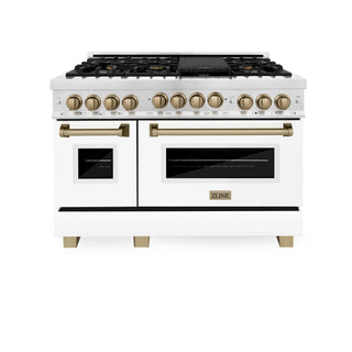 ZLINE 48" Autograph Gas Range, DuraSnow, White Door, RGSZ-WM-48-CB