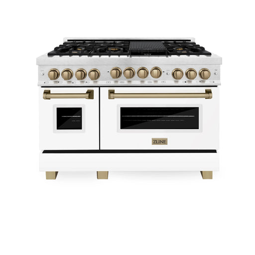 ZLINE 48" Autograph Gas Range, DuraSnow, White Door, RGSZ-WM-48-CB - Farmhouse Kitchen and Bath