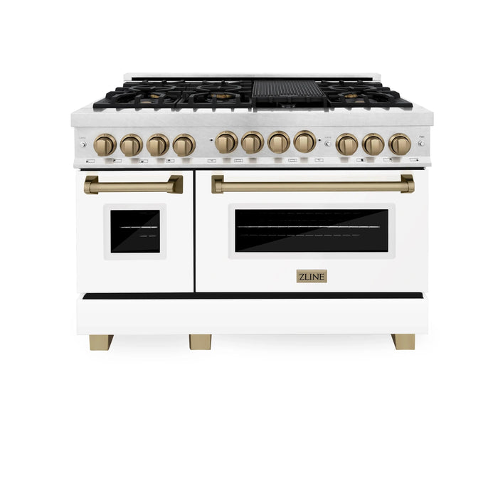 ZLINE 48" Autograph Gas Range, DuraSnow, White Door, RGSZ-WM-48-CB - Farmhouse Kitchen and Bath