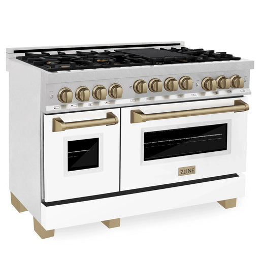 ZLINE 48" Autograph Gas Range, DuraSnow, White Door, RGSZ-WM-48-CB - Farmhouse Kitchen and Bath
