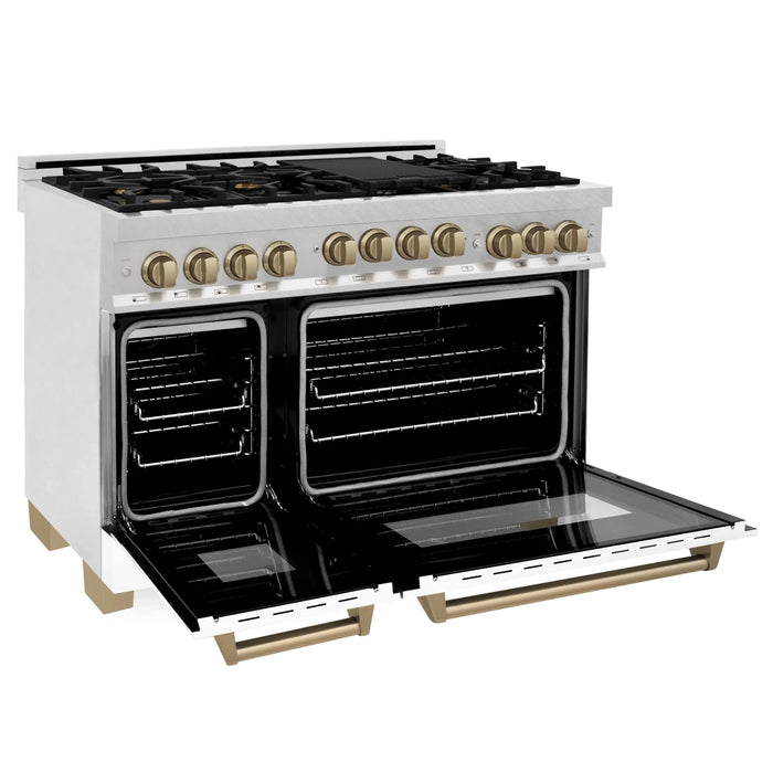ZLINE 48" Autograph Gas Range, DuraSnow, White Door, RGSZ-WM-48-CB - Farmhouse Kitchen and Bath