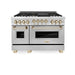 ZLINE 48" Autograph Edition Stainless Gas Range, Gold Accent, RGZ-48-G - Farmhouse Kitchen and Bath