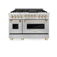 ZLINE 48" Autograph Edition Stainless Gas Range, Gold Accent, RGZ-48-G