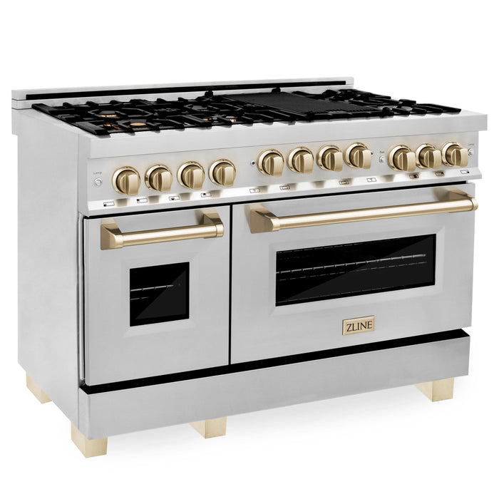 ZLINE 48" Autograph Edition Stainless Gas Range, RGZ-48 - Farmhouse Kitchen and Bath