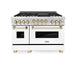 ZLINE 48" Autograph, Gas Range, White Door, Gold Accents, RGZ-WM-48-G - Farmhouse Kitchen and Bath