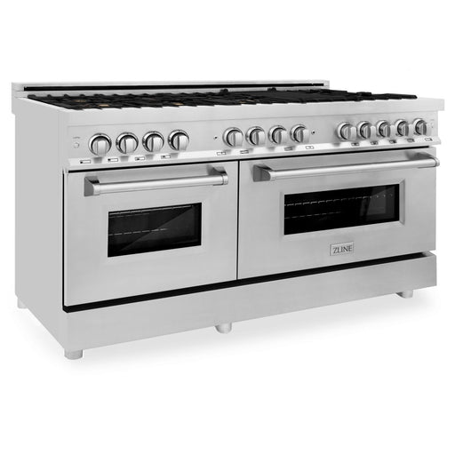 ZLINE 60" Dual Fuel Range In Stainless Steel, Brass Burners, RA-BR-60 - Farmhouse Kitchen and Bath